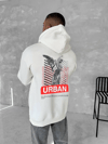 Oversize Üç İplik Kapüşonlu SweatShirt - Beyaz