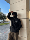 Samuray kapüşonlu ZIP Fermuarlı kapüşonlu SweatShirt - Siyah