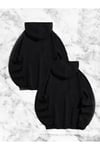 Sevgili Çift Kombini Örümcek Baskılı Kapüşonlu Sweatshirt Hoodie - Siyah