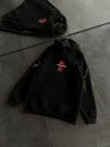 Üç İplik Kapüşonlu Baskılı Oversize SweatShirt- Siyah