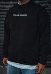 Üç İplik Pamuklu  Bisiklet Yaka Oversize Baskılı SweatShirt - Siyah