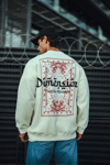 Üç İplik Pamuklu Bisiklet Yaka Oversize Baskılı SweatShirt - Beyaz