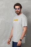 Unisex Basic Bisiklet Yaka Oversize T-Shirt - Gri