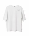 Unisex Bisiklet Yaka Baskılı Oversize T-Shirt - Beyaz