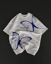 Unisex Bisiklet Yaka Baskılı Oversize T-Shirt - Beyaz