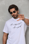 Unisex Bisiklet Yaka Baskılı Oversize T-Shirt - Beyaz