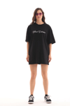 Unisex Bisiklet Yaka Baskılı Oversize T-Shirt - Siyah