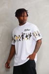 Unisex Bisiklet Yaka Baskılı Oversize T-Shirt - Beyaz