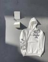 Uzun Kol Kapüşonlu Baskılı SweatShirt - Beyaz