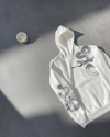 Uzun Kol Kapüşonlu Baskılı SweatShirt - Beyaz