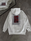 Uzun Kol Kapüşonlu Ön Ve Arka Baskılı SweatShirt - Beyaz