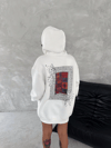 Uzun Kol Kapüşonlu Ön Ve Arka Baskılı SweatShirt - Beyaz