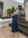 Dikiş keten etek takım -lacivert 