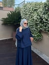 Dikiş keten etek takım -lacivert 