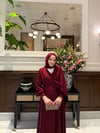 Feral şal detaylı kimono etek takım -bordo