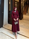 Feral şal detaylı kimono etek takım -bordo