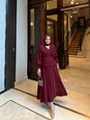 Feral şal detaylı kimono etek takım -bordo