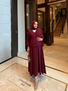 Feral şal detaylı kimono etek takım -bordo