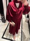Feral şal detaylı kimono etek takım -bordo