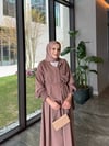 Feral şal detaylı kimono takım-gül kurusu