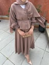Feral şal detaylı kimono takım-gül kurusu