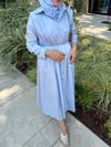 Nervürlü twill elbise-bebe mavi 