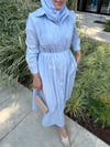 Nervürlü twill elbise-bebe mavi 