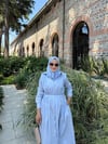Nervürlü twill elbise-bebe mavi 