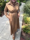 Nervürlü twill elbise -camel