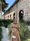 Nervürlü twill elbise -camel