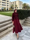 Tüylü tüvit ceket -bordo 