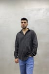 %100 Pamuk Antrasit Tek Cepli Oversize Gömlek