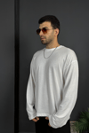 Beyaz Modal Jakarlı Sweat