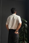 Beyaz Polo Yaka Düğmeli Basic Triko Tişört