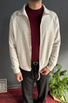 Ekru Çift Fermuarlı Regular Fit Hırka