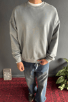 Gri Premium Acid Yıkamalı Basic Oversize Sweatshirt