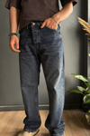 İndigo Eskitme Baggy Jean Pantolon