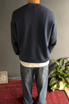 Lacivert Premium Acid Yıkamalı Basic Oversize Sweatshirt