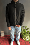 Siyah Çift Fermuarlı Regular Fit Hırka