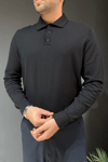 Siyah Polo Yaka Triko Kazak