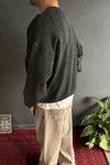 Siyah Premium Acid Yıkamalı Basic Oversize Sweatshirt