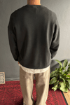 Siyah Premium Acid Yıkamalı Basic Oversize Sweatshirt