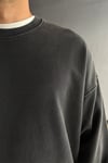 Siyah Premium Acid Yıkamalı Basic Oversize Sweatshirt