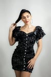 Puantiyeli Kayık Yaka Mini Elbise 