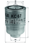MAHLE KC67 - Yakit Filtresi - Japon Pick-up (d22) : Np300 (d22) 11-15 : Vanette (c23) 2.3 D 96-01 : Terrano (r20) 2.7 Td/2.7 Tdi/3.0 Di 93-06