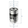 UFI 24.012.00 - Yakit Filtresi - Kore Accent Era/matrix/i30/ix35/ix55/santafe/ceed/rio/sorento/sportage