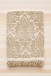 2 Parça Jakarlı Banyo Havlu Takımı %100 Pamuklu 90x150 Cm Arden Bej