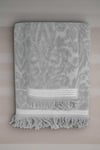 2 Parça Jakarlı Banyo Havlu Takımı %100 Pamuklu 90x150 Cm Arden Gri