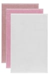 3 lü Düz Renk El Yüz Havlu Seti %100 Pamuklu 50x90 Cm Gül-Pembe-Beyaz