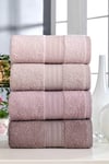 4 Lü El Yüz Havlu Seti %100 Pamuklu Gökkuşağı 50x85 Cm  Pudra